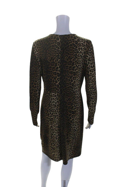 Michael Michael Kors Womens Animal Print Gold Tone Accent Dress Brown Size M