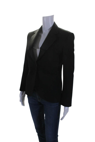 Jean Paul Knott Womens Wide Lapel Single Button Blazer Jacket Black Wool Size 1