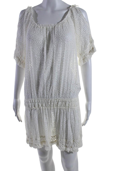 Sunday Tropez Women's Off The Shoulder Mesh Swimsuit Coverup White One Size