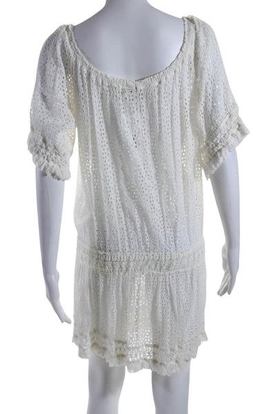 Sunday Tropez Women's Off The Shoulder Mesh Swimsuit Coverup White One Size