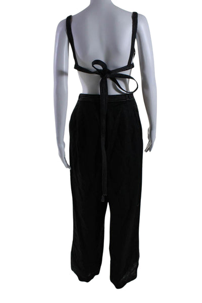 Sir. Women's Flat Front Wide Leg Linen Two Piece Pants Set Black Size 2