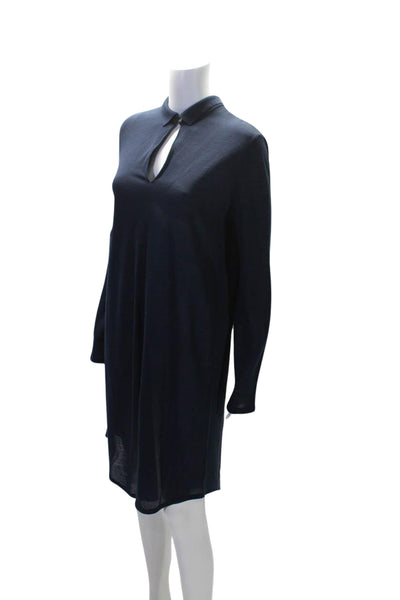 Lacoste Womens Patchwork Collared V-Neck Long Sleeve Dress Navy Size EUR40