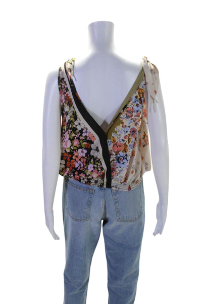 Free People Women's V-Neck Sleeveless Cinch Waist Floral Blouse Size XS