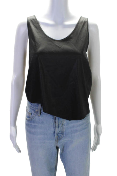 Helmut Lang Women's Scoop Neck Sleeveless Asymmetrical Tank Top Black Size P