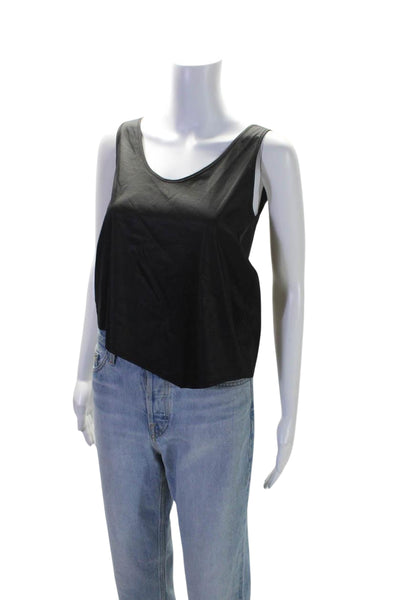 Helmut Lang Women's Scoop Neck Sleeveless Asymmetrical Tank Top Black Size P