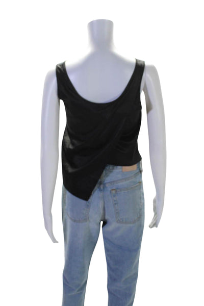 Helmut Lang Women's Scoop Neck Sleeveless Asymmetrical Tank Top Black Size P