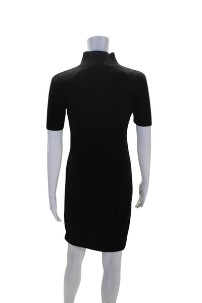 Cynthia Rowley Womens Black Cut Out High Neck Short Sleeve Sweater Dress Size S