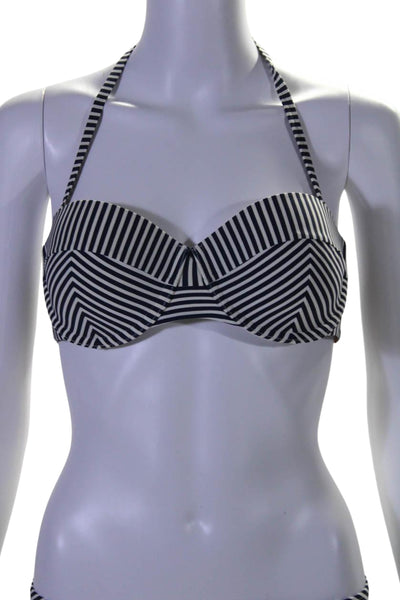 Tory Burch Women's Triangle Top Two Piece Cheeky Bikini Set Striped Size M