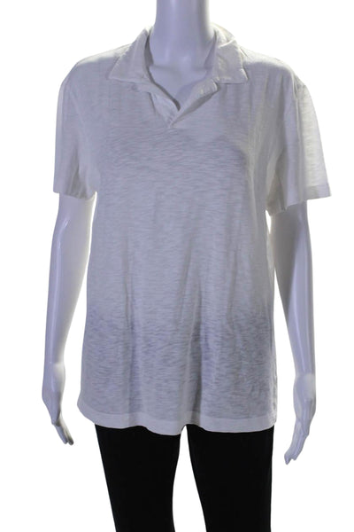 Theory Women's Collared Short Sleeves Basic T-Shirt White Size M