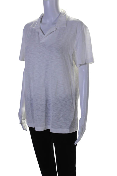 Theory Women's Collared Short Sleeves Basic T-Shirt White Size M