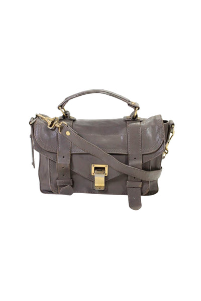 Proenza Schouler Womens Removable Strap PS1 Satchel Handbag Gray Leather