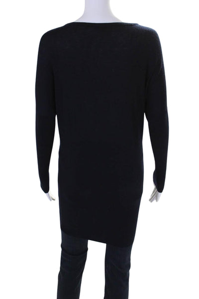 Vince Womens Long Sleeve Scoop Neck Pocket Sweater Navy Wool Size Extra Small