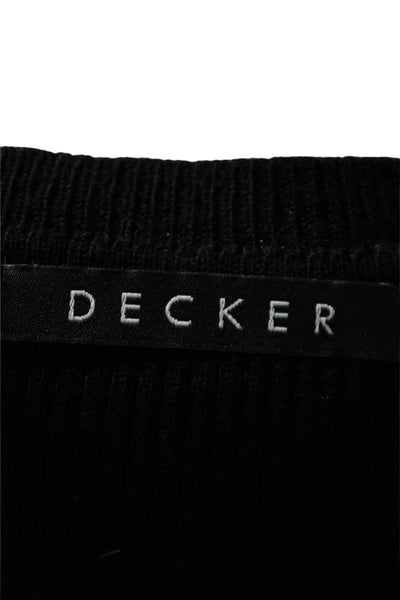 Decker Womens Short Sleeve Crew Neck Ribbed Top Black White Size Extra Small