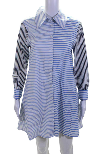 Addison Bay Women's Long Sleeves Button Down Mini Shirt Dress Striped Size XS