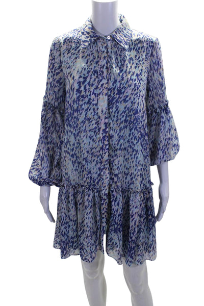 Laundry by Shelli Segal Women's Long Sleeves Tiered Mini Dress Blue Size 4