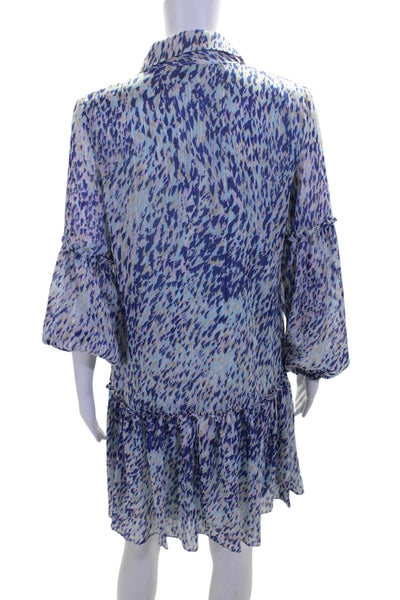 Laundry by Shelli Segal Women's Long Sleeves Tiered Mini Dress Blue Size 4