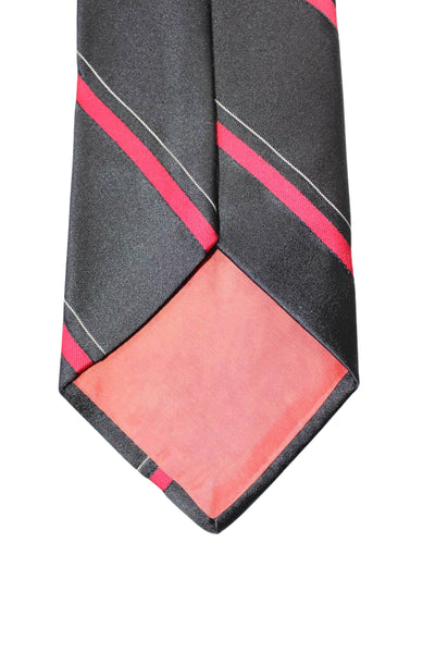 Yves Saint Laurent Mens Black Red Striped Printed Silk Tie