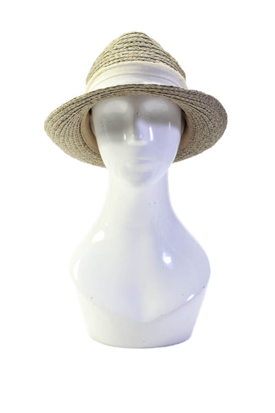 Scoop Womens Raffia Banded Textured Woven Slip-On Fedora Hat Beige Size OS