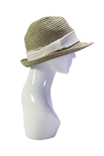 Scoop Womens Raffia Banded Textured Woven Slip-On Fedora Hat Beige Size OS