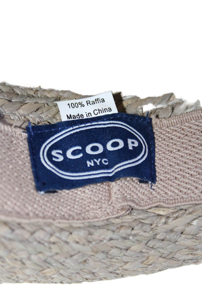 Scoop Womens Raffia Banded Textured Woven Slip-On Fedora Hat Beige Size OS