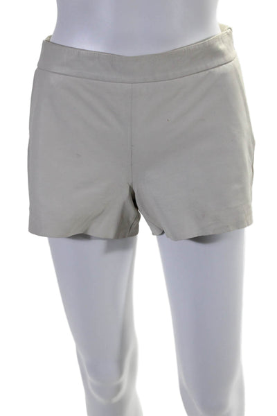 Joie Womens Leather Flat Front Mid Rise Casual Shorts Off White Size 4