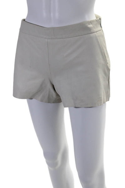 Joie Womens Leather Flat Front Mid Rise Casual Shorts Off White Size 4