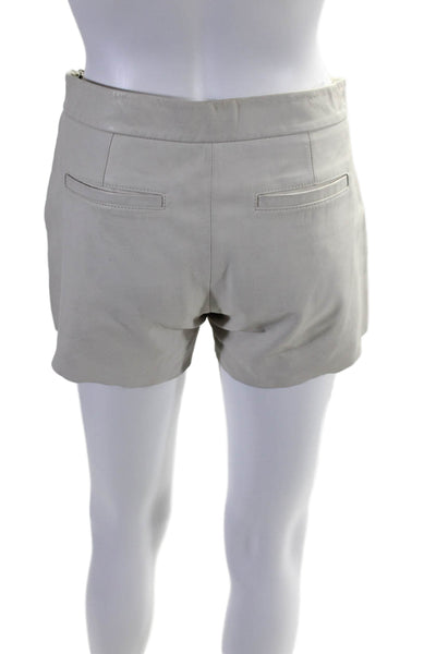 Joie Womens Leather Flat Front Mid Rise Casual Shorts Off White Size 4