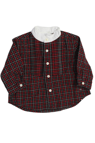 Ralph Lauren Childrens Boys Plaid Button Down Shirt Red Black Size 3 Months