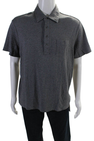 Michael Kors Mens Short Sleeves Crew Neck Polo Shirt Gray Cotton Size Medium