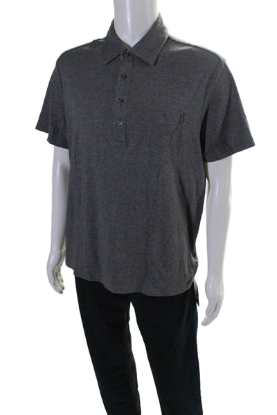 Michael Kors Mens Short Sleeves Crew Neck Polo Shirt Gray Cotton Size Medium