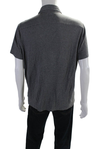 Michael Kors Mens Short Sleeves Crew Neck Polo Shirt Gray Cotton Size Medium