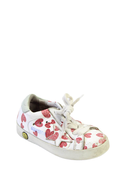 Golden Goose Deluxe Brand Childrens Girls Heart Print Sneakers White Red Size 24