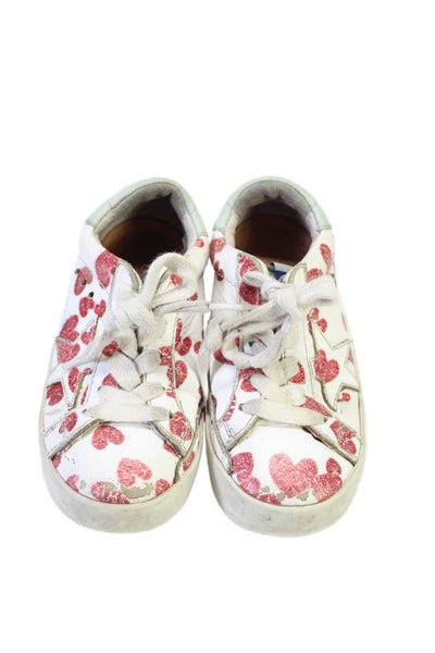 Golden Goose Deluxe Brand Childrens Girls Heart Print Sneakers White Red Size 24