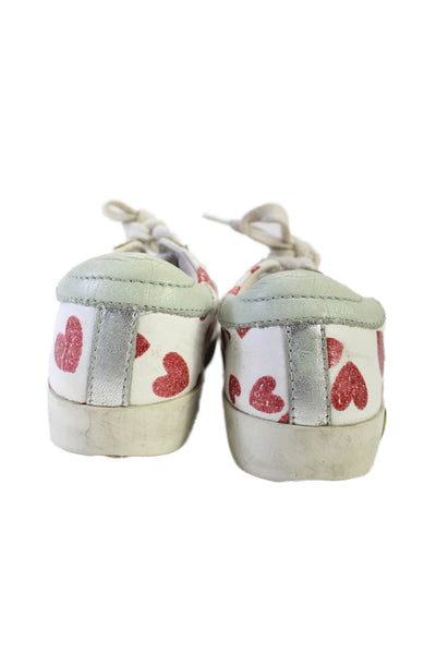 Golden Goose Deluxe Brand Childrens Girls Heart Print Sneakers White Red Size 24