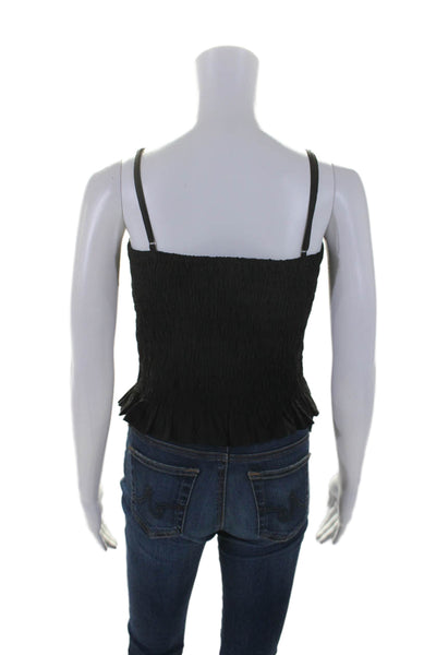 YFB Womens Adjustable Ruched Square Neck Pullover Tank Top Blouse Black Size M