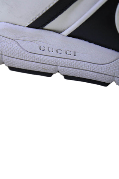 Gucci Mens Leather Colorblock Low Top Lace Up Sneakers White Black Size 6