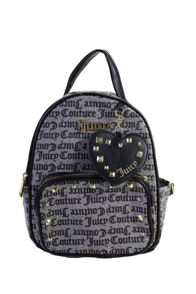 Juicy Couture Womens Coasted Canvas Monogram Studded Backpack Gray