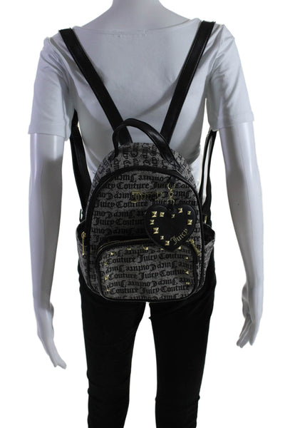 Juicy Couture Womens Coasted Canvas Monogram Studded Backpack Gray