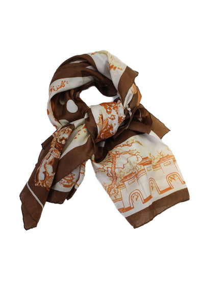 Designer Womens Brown Mixed Print Hand-Stitched Scarf from eBay Endless Runway