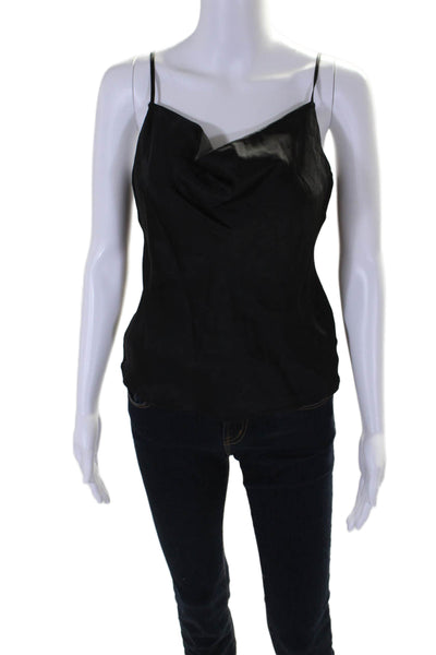 Intermix Womens Silk Cowl Neck Spaghetti Strap Blouse Black Size S