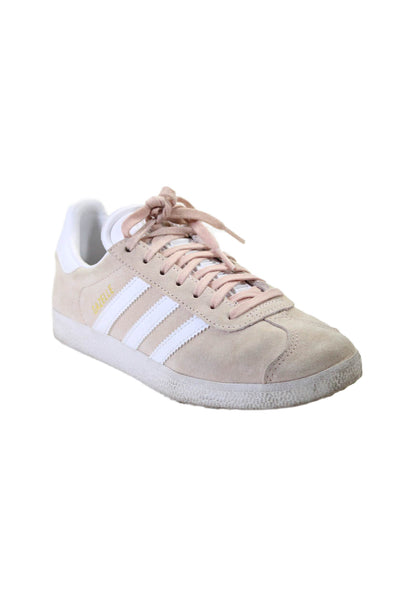 Adidas Womens Beige Suede Striped Gazelle Low Top Sneakers Shoes Size 4