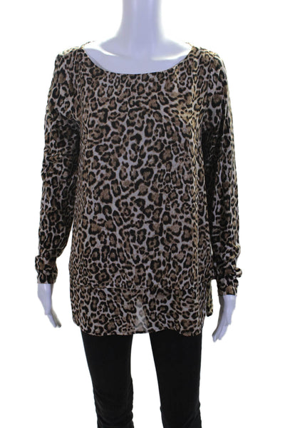 Michael Michael Kors Women's Round Neck Long Sleeves Animal Print Blouse Size M