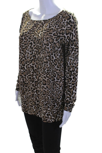 Michael Michael Kors Women's Round Neck Long Sleeves Animal Print Blouse Size M