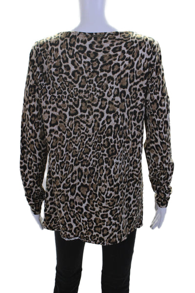 Michael Michael Kors Women's Round Neck Long Sleeves Animal Print Blouse Size M