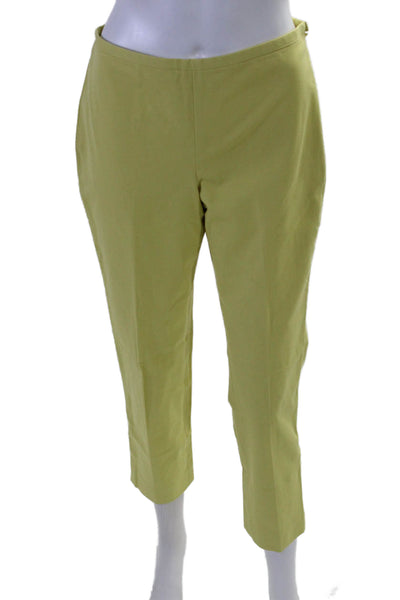 J. Mclaughlin Womens Cotton Mid Rise Pleated Straight Leg Pants Green Size 2