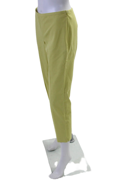 J. Mclaughlin Womens Cotton Mid Rise Pleated Straight Leg Pants Green Size 2