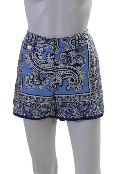 J. Mclaughlin Womens Silk Paisley Print Mid Rise Short Dress Shorts Blue Size 6