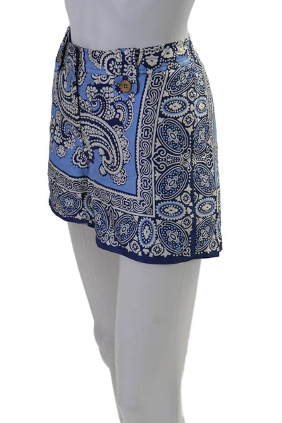 J. Mclaughlin Womens Silk Paisley Print Mid Rise Short Dress Shorts Blue Size 6