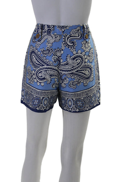 J. Mclaughlin Womens Silk Paisley Print Mid Rise Short Dress Shorts Blue Size 6