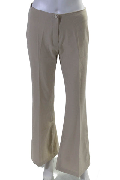 Avenue Montaigne Womens Mid Rise Pleated Front Flared Dress Pants Beige Size 40